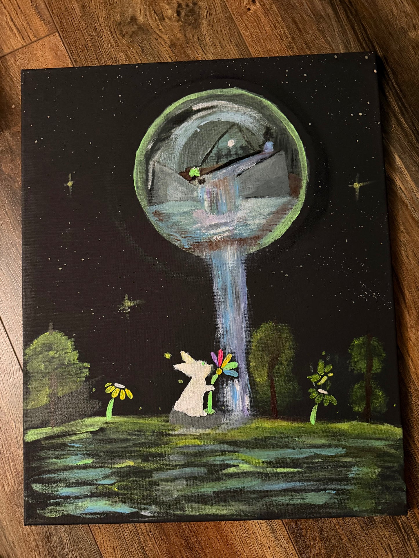 Moons Waterfall Painting