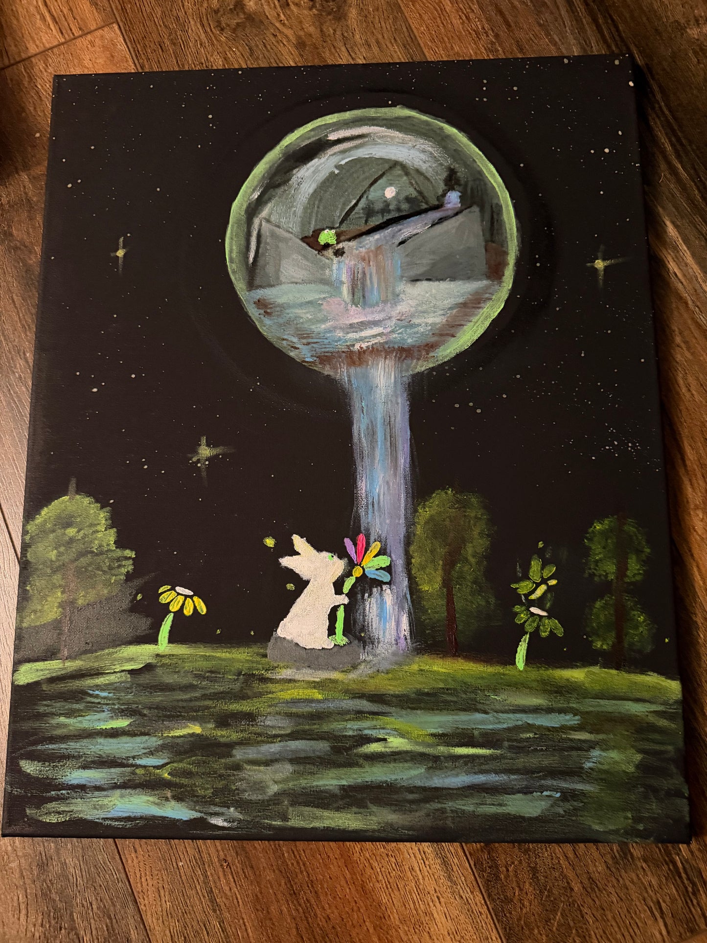 Moons Waterfall Painting