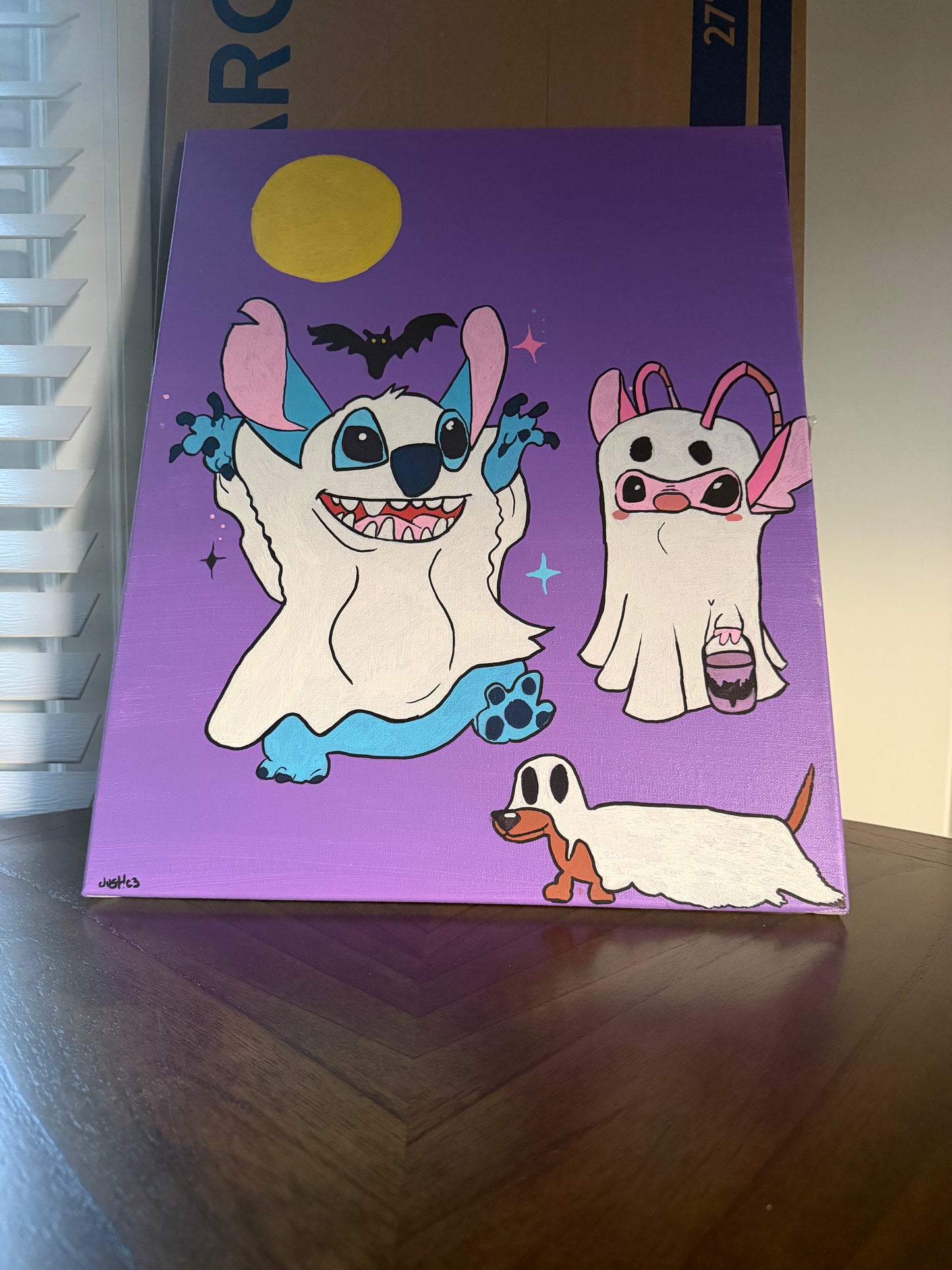 "Stitch & Angel" Painting (16x20)