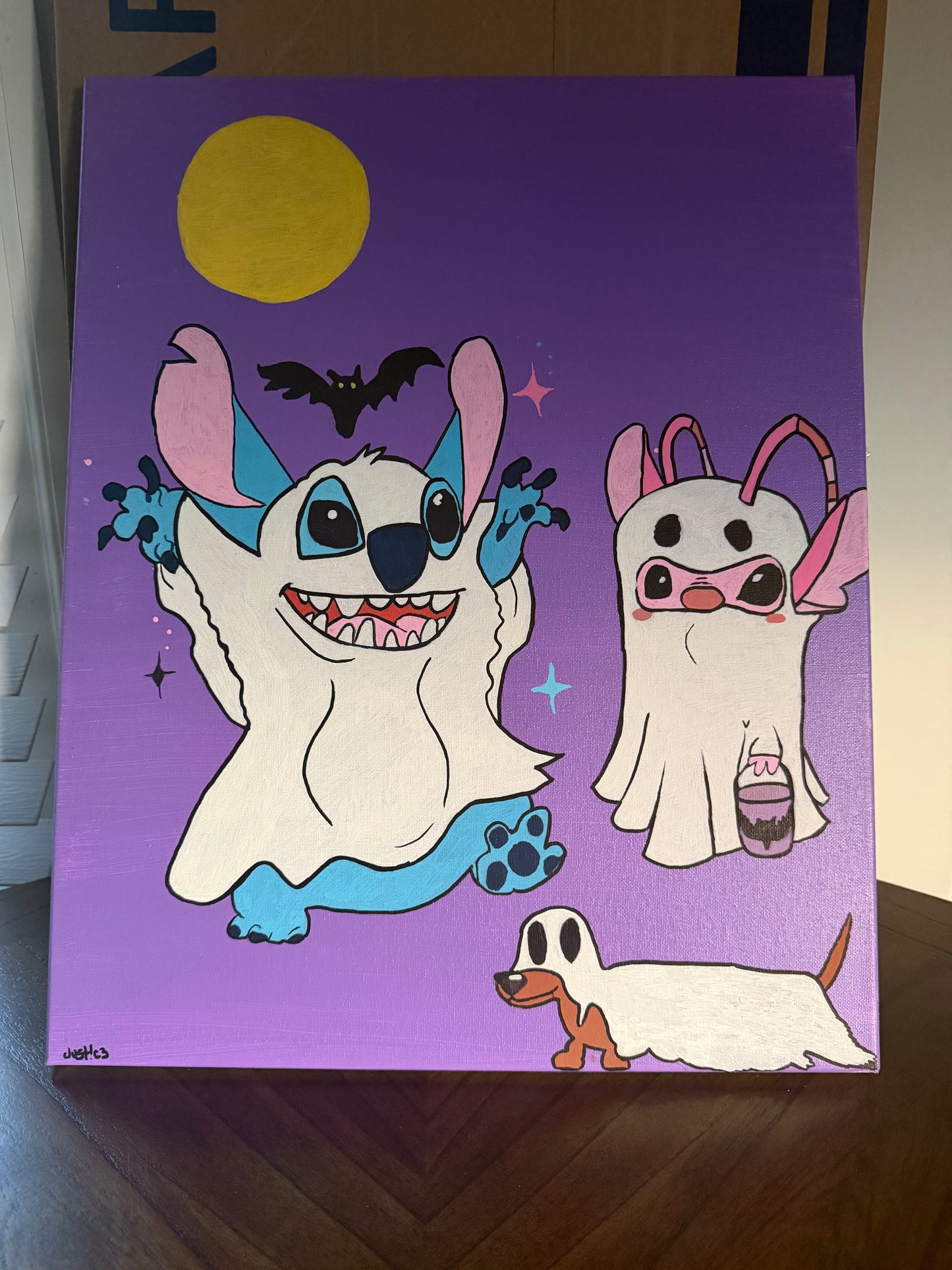 "Stitch & Angel" Painting (16x20)