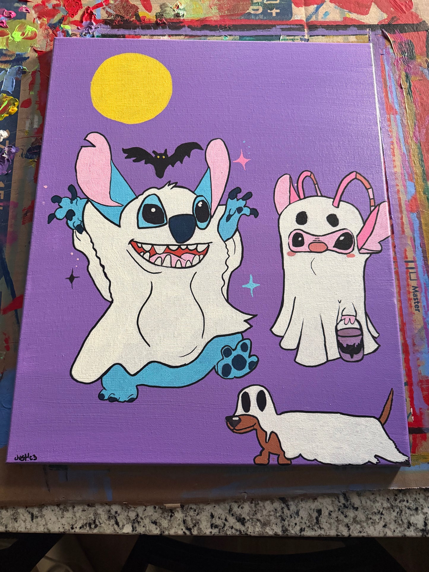 "Stitch & Angel" Painting (16x20)