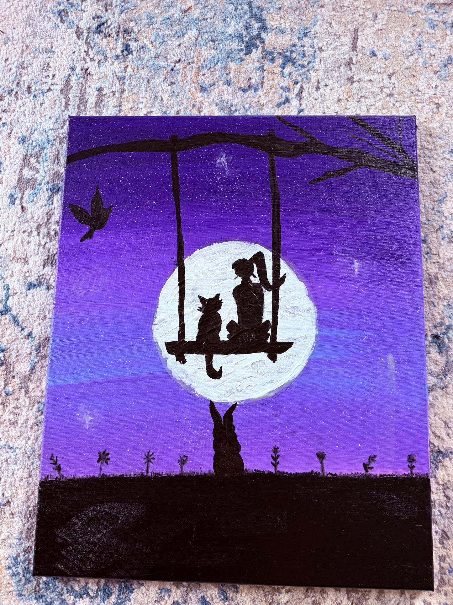 "Moon Watch" Glow In The Dark Painting(16x20)