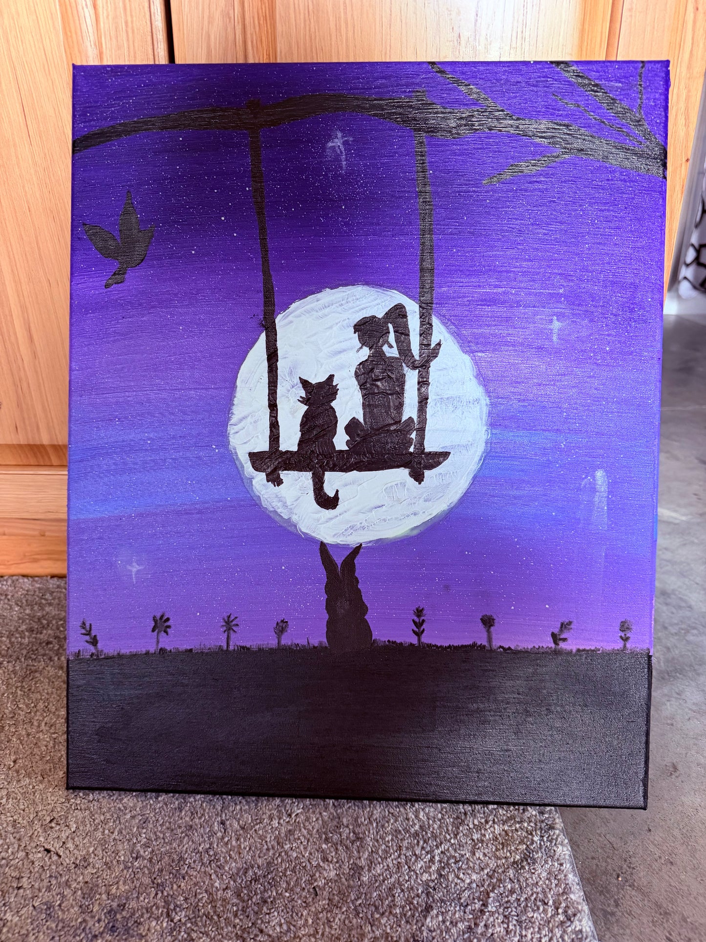 "Moon Watch" Glow In The Dark Painting(16x20)