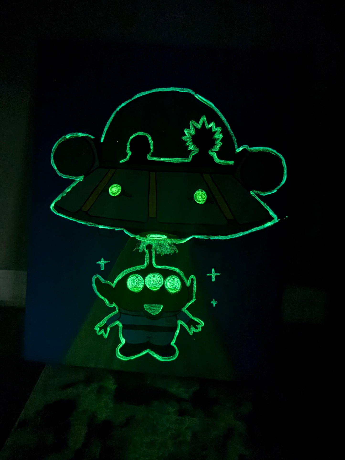 "Rick Lightyear & Sheriff Morty" Glow in The Dark Painting (16x20)