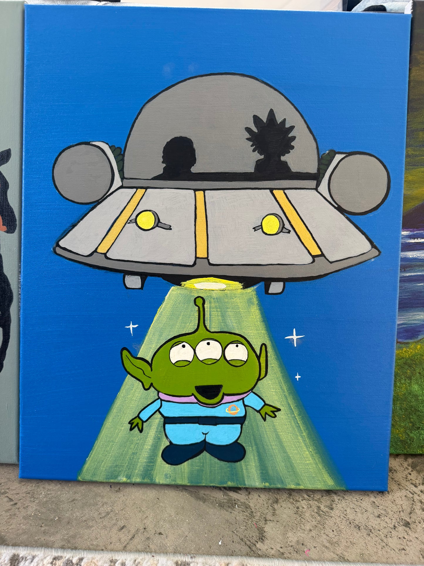 "Rick Lightyear & Sheriff Morty" Glow in The Dark Painting (16x20)